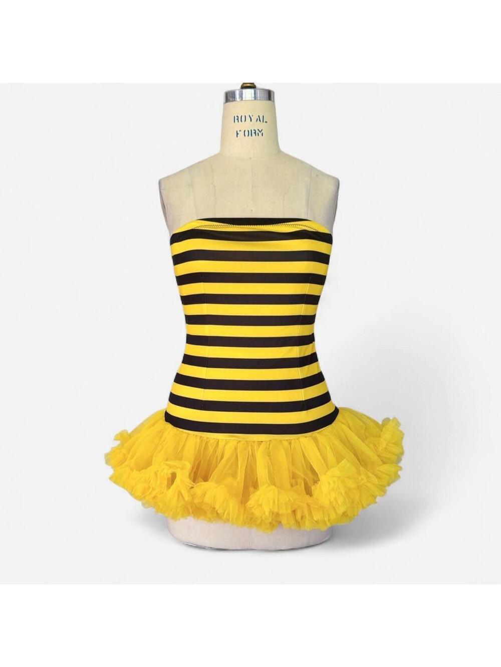 Leg Avenue Y2K Black Yellow Bee Corset Tutu Sexy Halloween Costume Dress